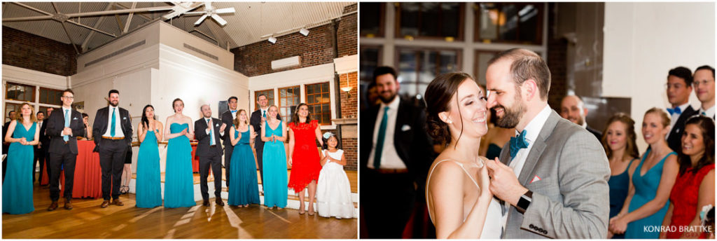 A group of people are posing for a photo at a wedding