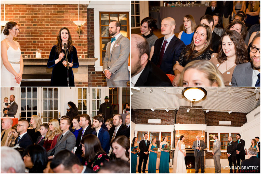 A mesmerizing collage capturing the enchanting moments of a Prospect Park wedding ceremony.