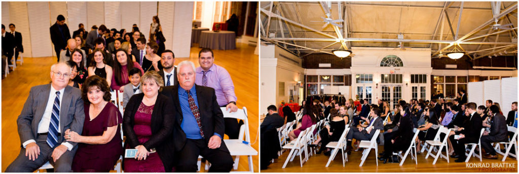 A group of people sitting in chairs at a Prospect Park wedding.