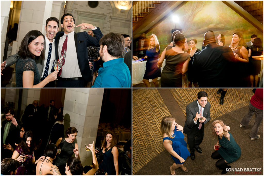A collage of pictures at a Prospect Park wedding.
