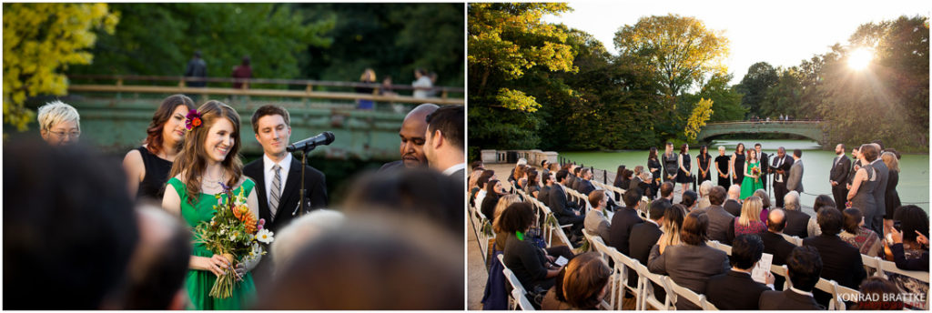Two pictures of a Park wedding ceremony.