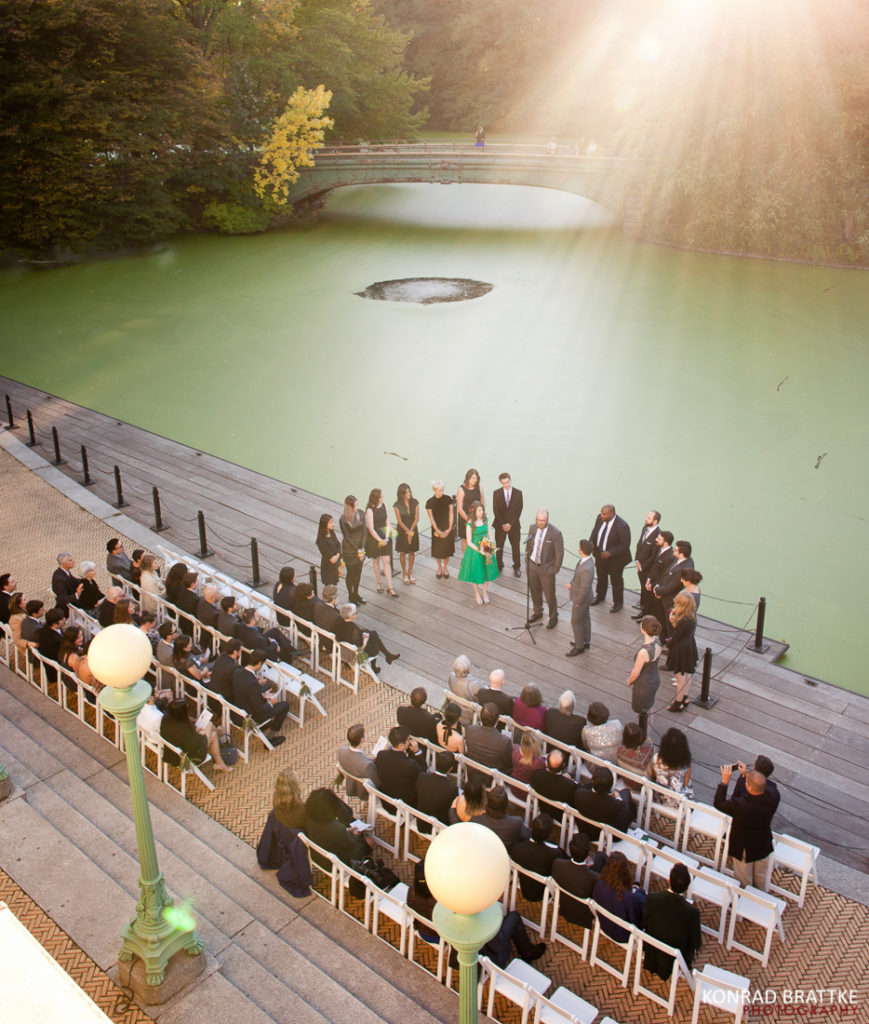 Boathouse wedding ceremony at prospect park in Brooklyn.