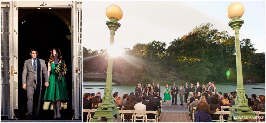 A wedding ceremony at Prospect Park's Boathouse in New York City.