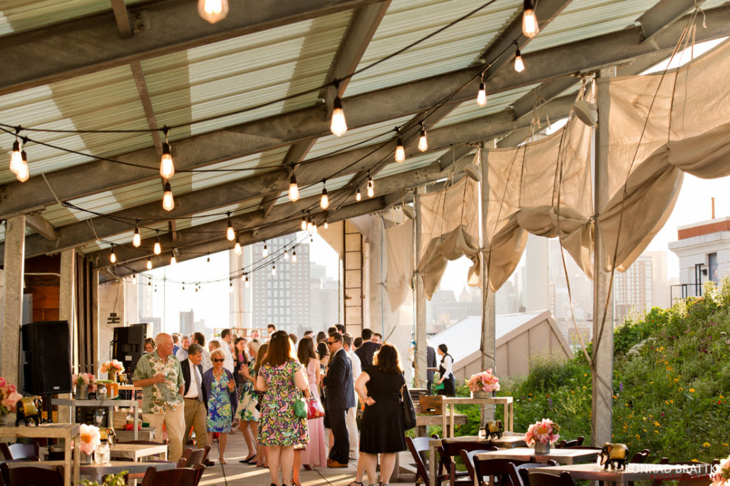 A group of people at a Brooklyn Grange Wedding.