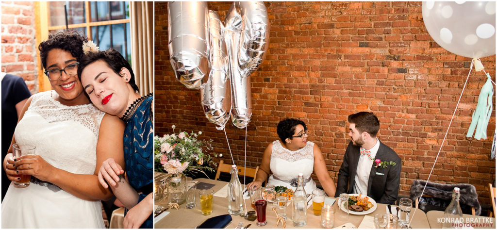 A brooklyn wedding reception with balloons.