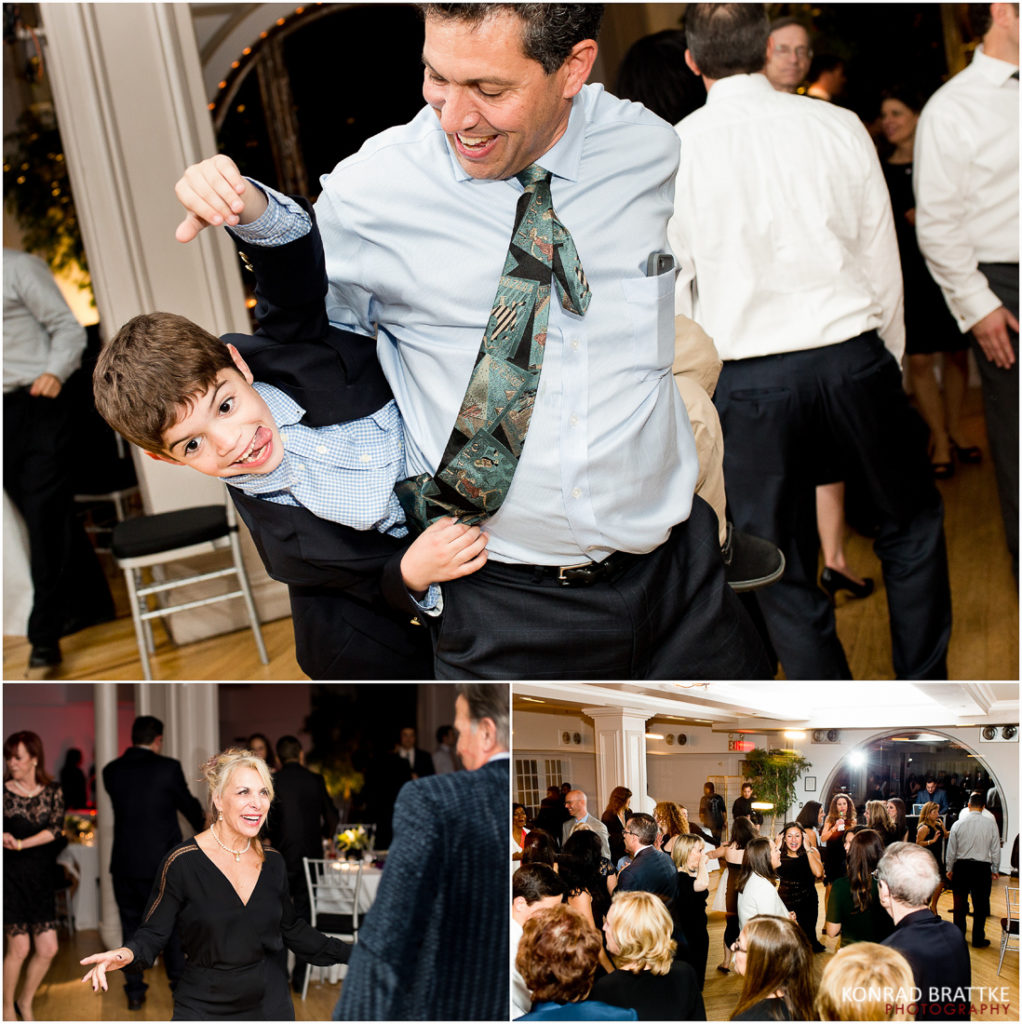 A group of pictures of people dancing at a Manhattan Penthouse wedding.