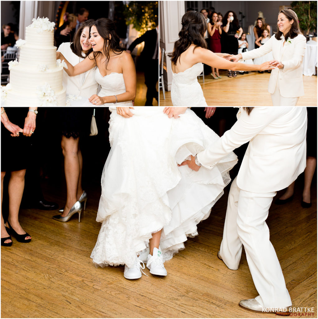 A bride and groom dancing at a Manhattan Penthouse wedding reception.