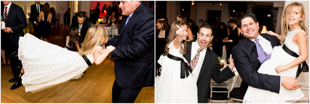 The Manhattan Penthouse wedding reception was filled with joyous energy as two brides took to the dance floor, gracefully twirling in each other's arms.