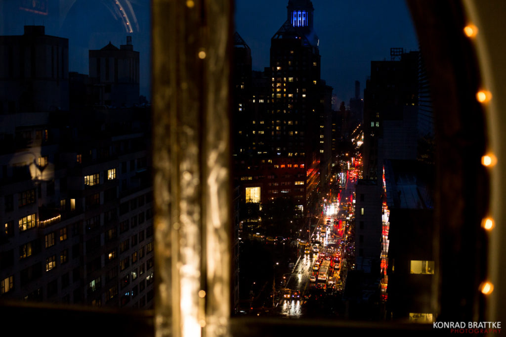 A view of Manhattan from a penthouse window.