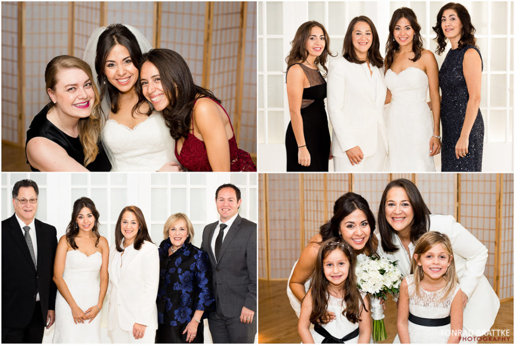 A stunning collage capturing the memorable moments of a Manhattan Penthouse wedding, showcasing the bride and her cherished family.
