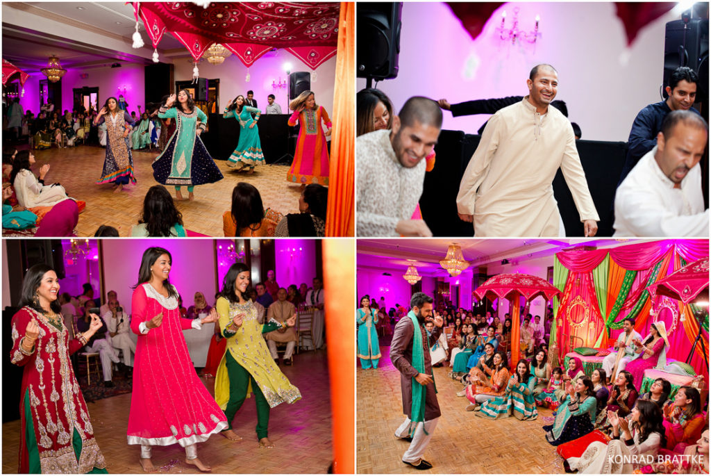 Guests enjoying mehndi dance at an Indian wedding held at Antuns.