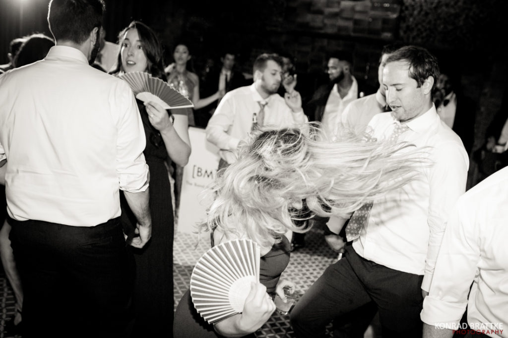 A group of people dancing at a Bowery Hotel wedding reception.