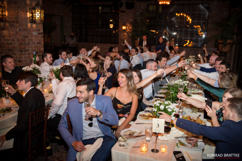 Guests celebrating at a Bowery Hotel wedding reception.