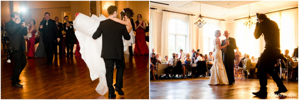 A Maryland wedding photographer captures the breathtaking dance of the bride and groom at a wedding reception.