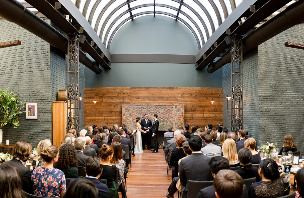 A wedding ceremony at The Milling Room in New York City.
