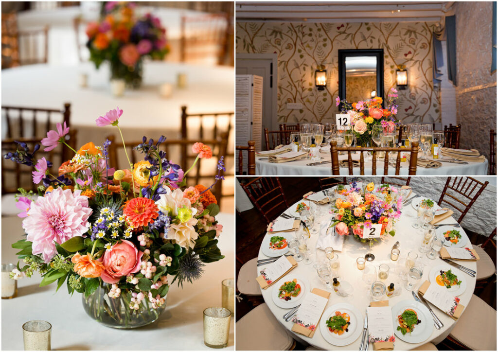A stunning collage of pictures capturing the enchanting wedding reception held at the New York Botanical Garden.