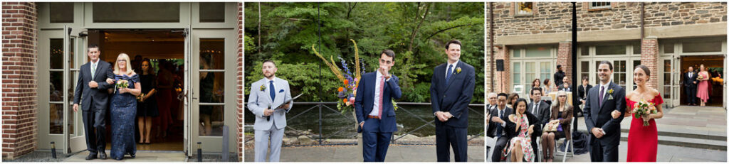 A group of people standing in front of the New York Botanical Garden.