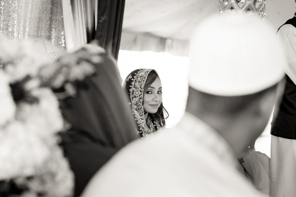 A beautiful nikah ceremony featuring a radiant bride and groom.