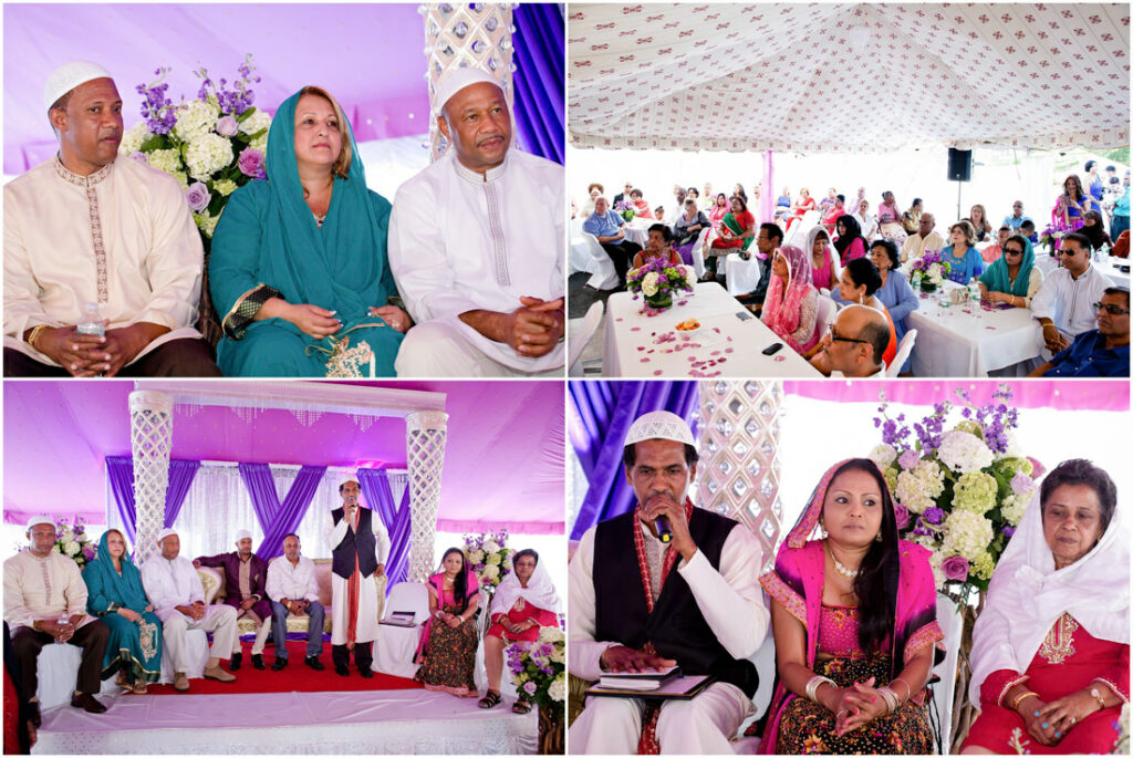 A group of people sitting at a nikah ceremony.