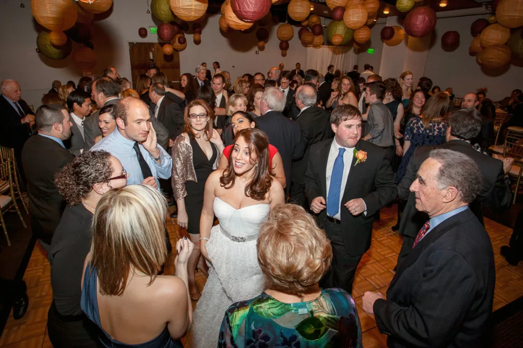 A bride and groom dancing at their wedding reception at VisArts.